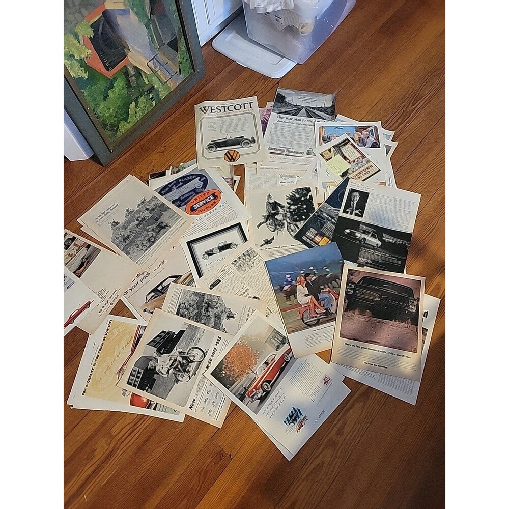 Lot Of 50+ Vintage Ads Advertising: Cars, Motorcycle, Harley++ 1940s 1950s 1960s
